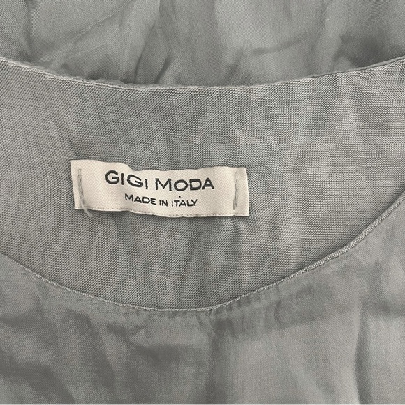 Gigi Moda Made in Italy Seta Spalla Blouse Top XL Gray 100% Silk Lightweight EUC - Picture 9 of 11